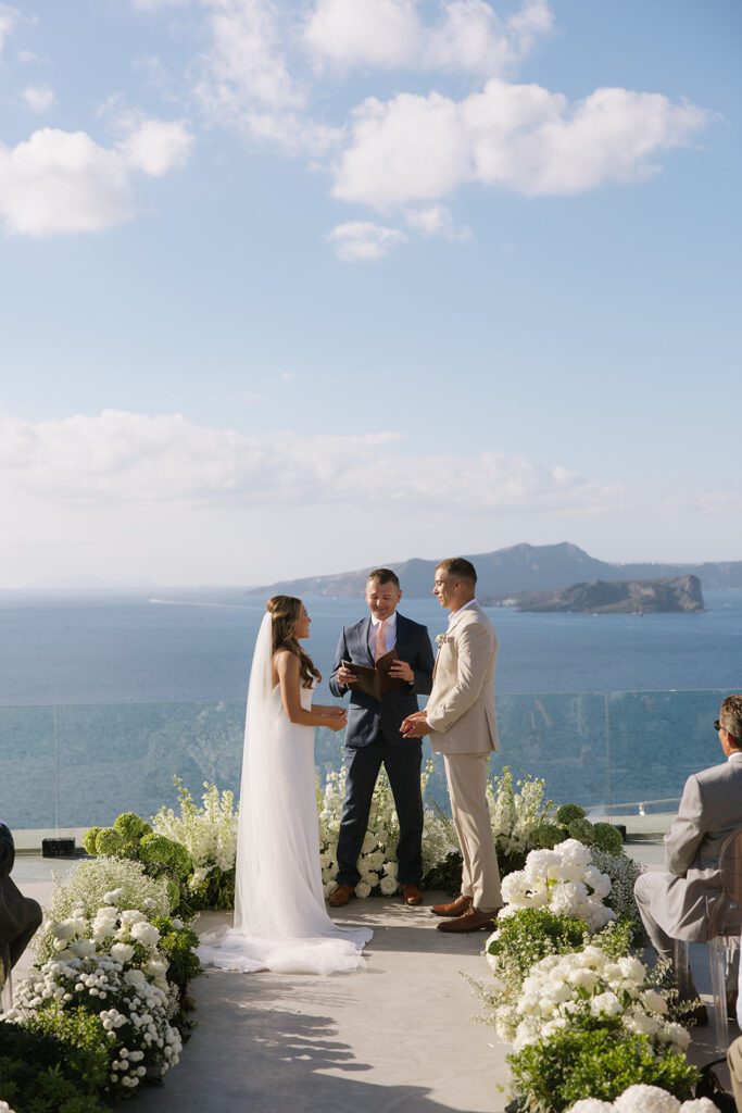 Intimate wedding in Santorini Greece wedding ceremony