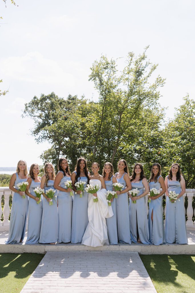 Bridesmaids in the sun at the hillside estate