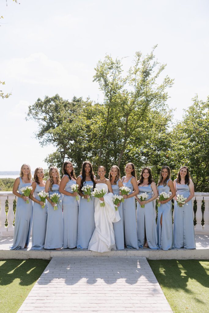 Bridesmaids in the sun at the hillside estate