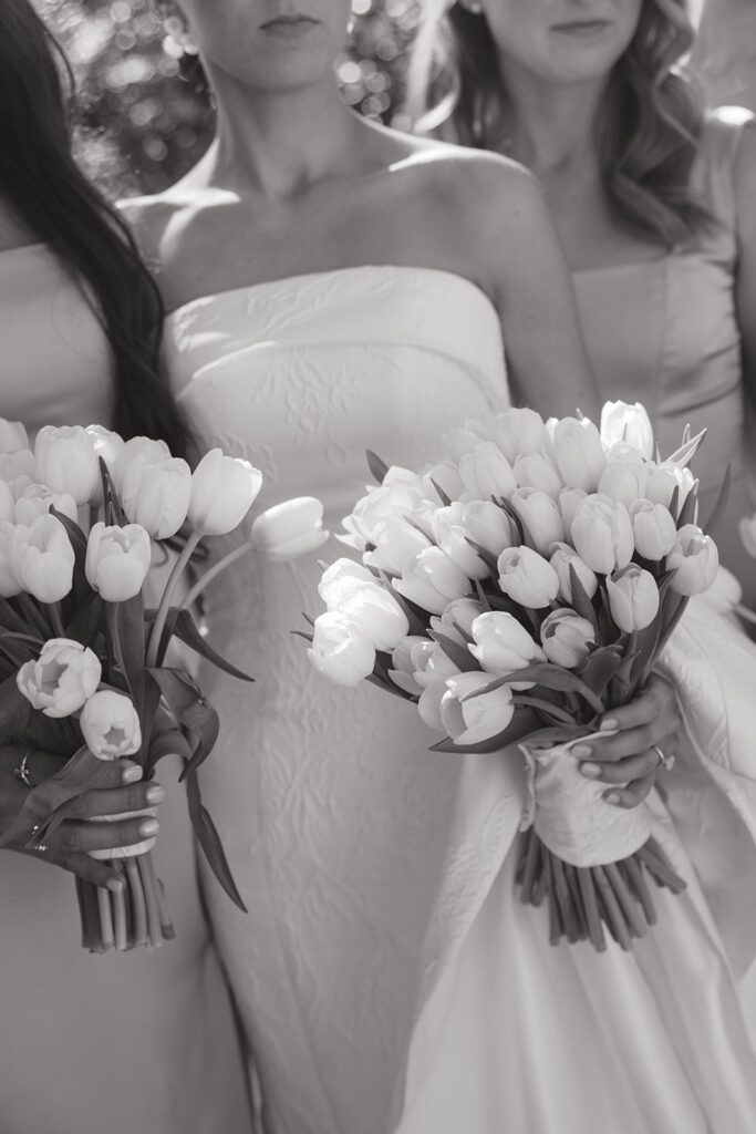 Bridesmaids in the sun at the hillside estate