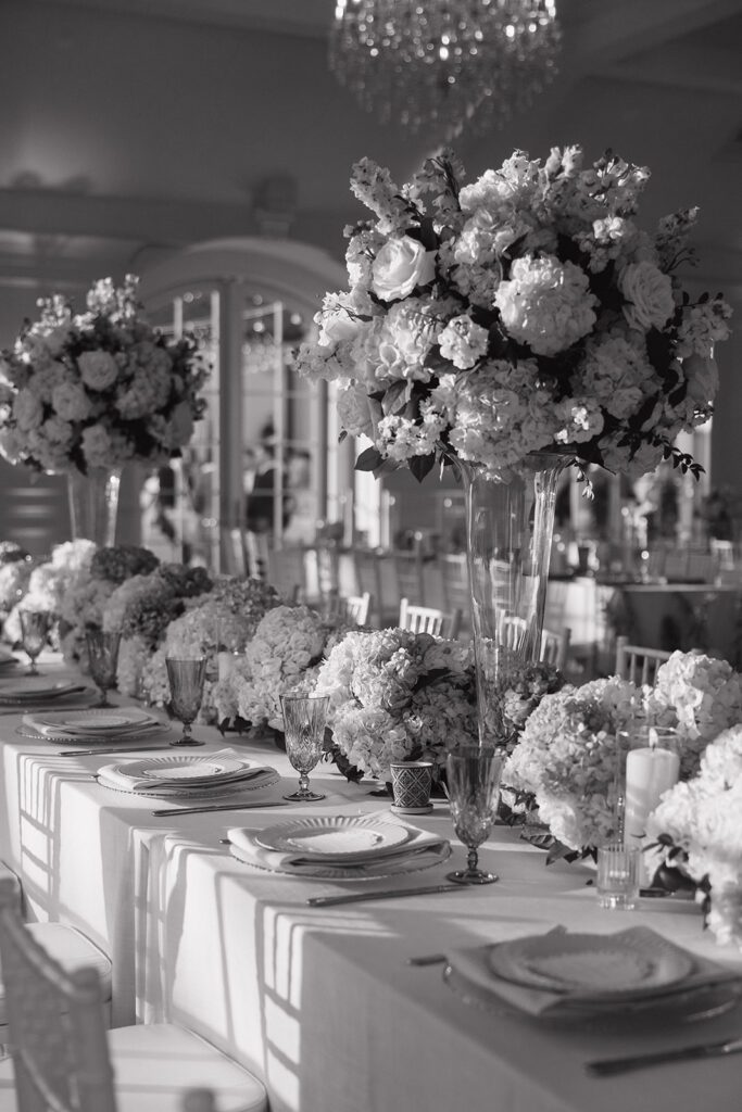 Reception Details at the Hillside Estate